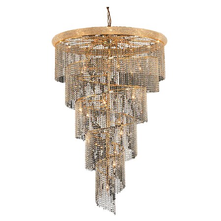 Elegant Lighting Spiral 29 light Gold Chandelier Clear Elegant Cut Crystal V1801SR48G/EC